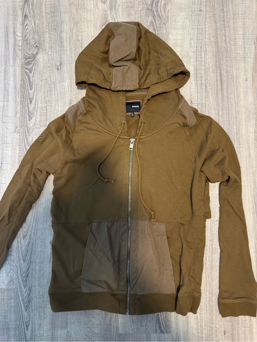 Hurley Brown Hooded Zip Sweatshirt with Black Label